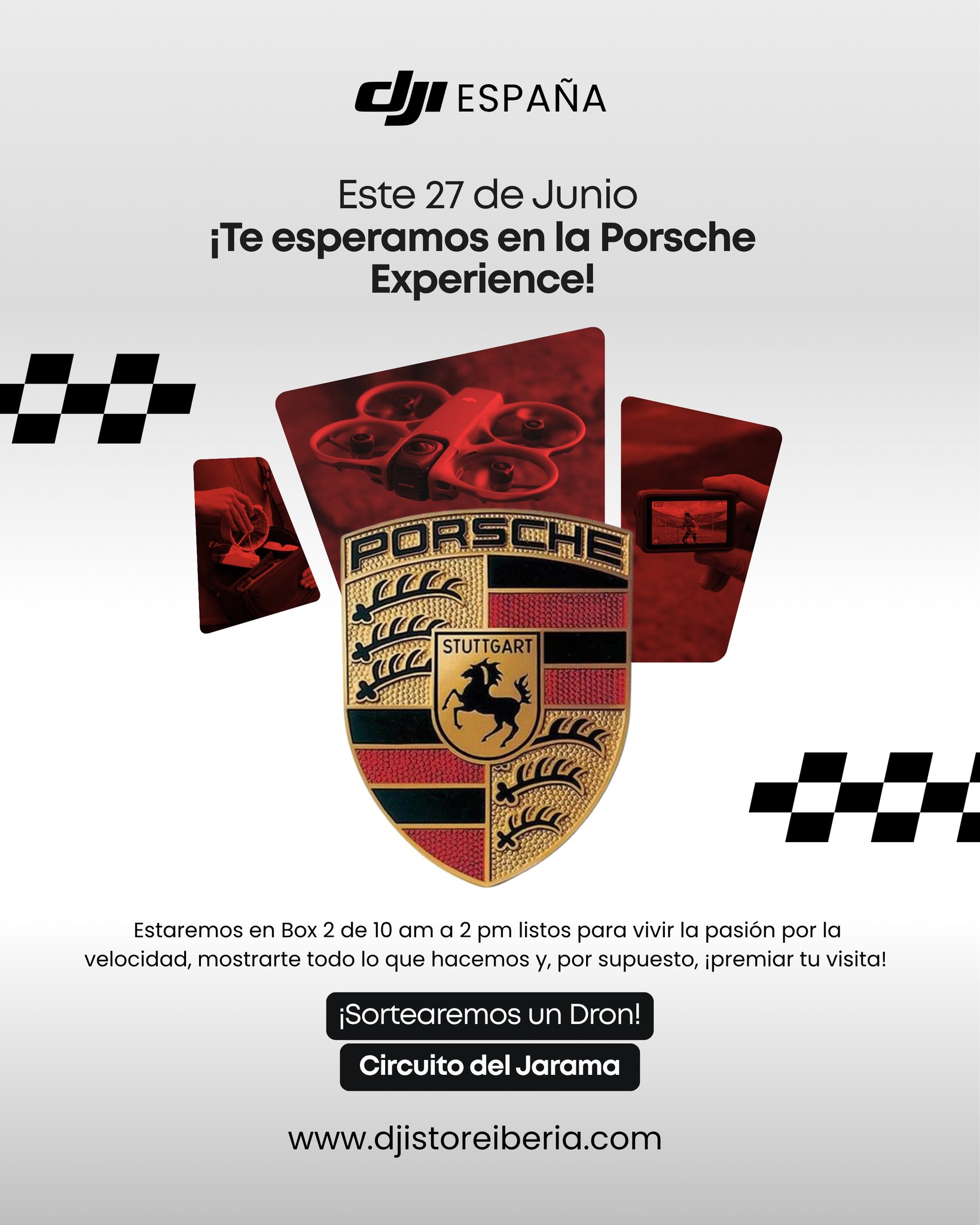 🏁 ¡Velocidad en pista, adrenalina en el aire! 🏎️💨
Este sábado 27 de junio, DJI España aterriza en el mítico Circuito del Jarama para formar parte de la Porsche Experience. Si eres amante de los coches deportivos, la velocidad y la creación de contenido extremo, ¡no te lo puedes perder!
📍 ¿Dónde encontrarnos? Estaremos esperándote en el Box 2.
⏰ Horario: De 10:30 am a 2:00 pm.
Ven a conocer de cerca nuestros últimos lanzamientos, descubre cómo capturar tomas espectaculares en circuito y, lo más importante... ¡Sortearemos un dron en nuestra tómbola solo por visitarnos! 🛸🎁
Lleva la pasión del motor a una nueva perspectiva. ¿Nos vemos en el Box 2? 👇
🔗 www.djistoreiberia.com
#DJIEspaña #PorscheExperience #CircuitoDelJarama #DJI #SorteoDJI #DronesEspaña #Porsche #Automovilismo #MadridEvents #CreatividadSinLímites