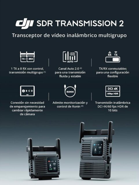 Presentamos DJI SDR Transmission 2 - Menos tamaño, más conexión
Características principales del DJI SDR 2:
✅ 1 TX a 8 RX con control, transmisión multigrupo
✅ Auto Channel 2.0, para una transmisión fluida y estable
✅ TX/RX Intercambiable para implementación flexible
✅ Conexión sin emparejamiento para un cambio rápido de cámara
✅ Compatible con el sistema de monitorización y control de Ronin
✅ Transmisión inalámbrica DCI 4K/60fps 10-bit HDR
#DJI #DJISDR #SDR2 #djistoreiberia
Ya disponible en tiendas!
djistoreiberia.com