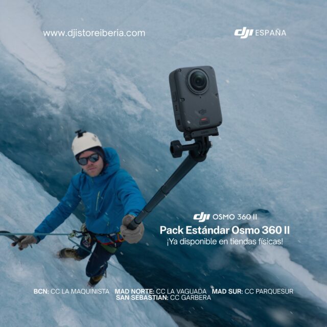 ¡Captura tu mundo desde todos los ángulos! 🌍📸

El Pack Estándar de la DJI Osmo 360 II ¡ya se encuentra disponible en nuestras tiendas físicas! Lleva tus aventuras al siguiente nivel y graba cada detalle de tu entorno con la mejor calidad y fluidez. 

📍 Ven a conocerla y llévate la tuya en nuestras sucursales:
Madrid Norte: Centro Comercial La Vaguada 
Madrid Sur: Centro Comercial Westfield Parquesur 
Barcelona: Centro Comercial Westfield La Maquinista 
Donostia / San Sebastián: Centro Comercial Garbera 
🌐 También puedes adquirirla de forma rápida y segura en nuestro sitio oficial: www.djistoreiberia.com 

#DJI #Osmo360II #Camara360 #DJIStoreIberia #CreadoresDeContenido #Videografia #Aventura #Filmmaking